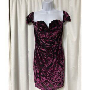 Starlette Y2K Vintage Velvet Sheer Dress Red Mini Party M